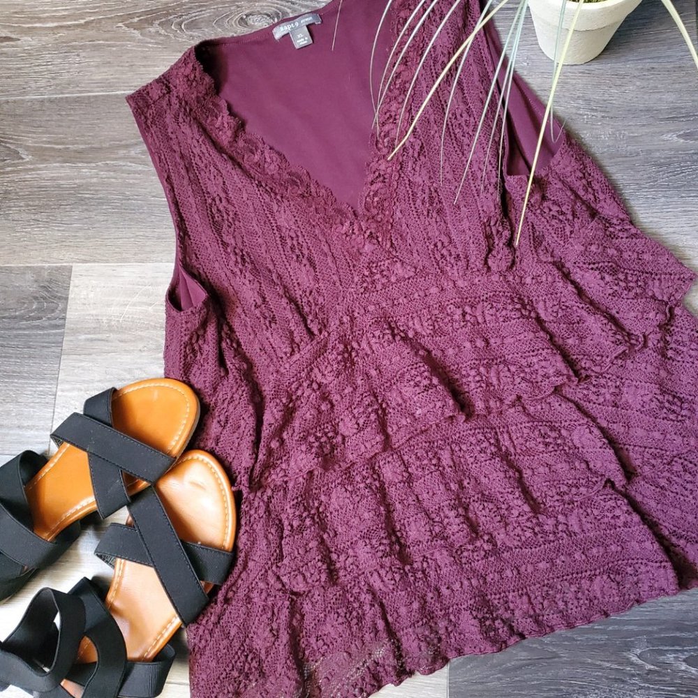 Apt 9 Ruffled Lace Tank Top size XL - Picture 2 of 15